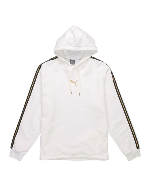 PUMA Gray Bronzing Printing Fleece Lined Stay Warm Hooded Knit for men