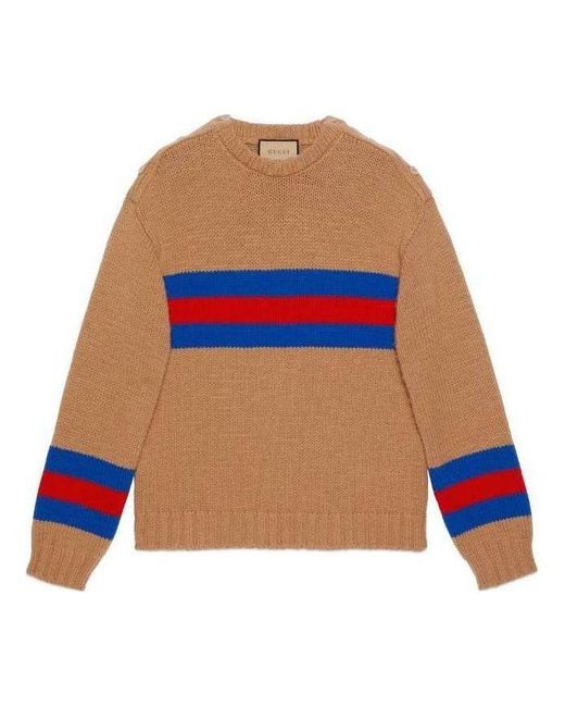 Gucci Blue Wool Mohair Sweater With Web Intarsia for men
