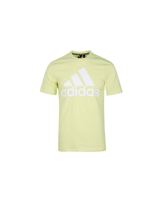 Adidas Yellow Large Logo Sports Stylish Short Sleeve for men