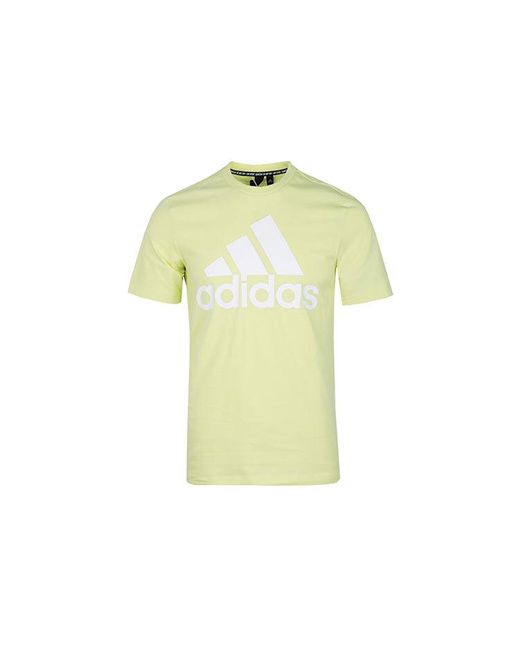 Adidas Yellow Large Logo Sports Stylish Short Sleeve for men