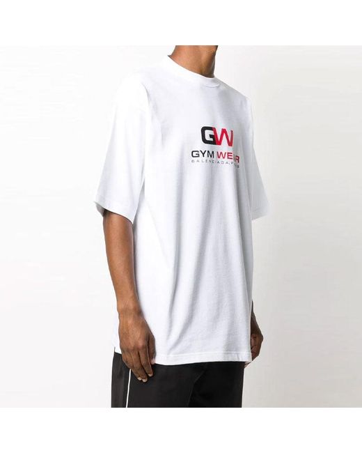 Balenciaga White Gym Wear Loose Short Sleeve for men