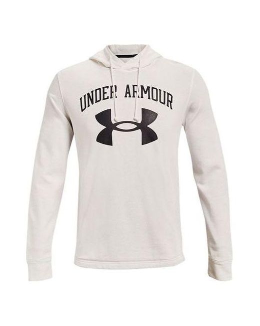 Under Armour White Rival Terry Logo Hoodie for men
