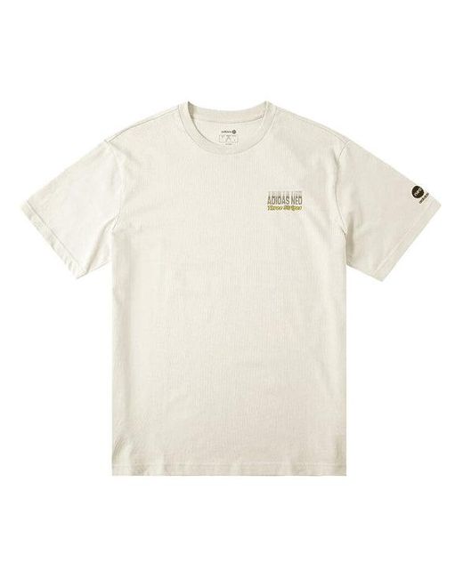 Adidas White Neo Se Arc Gr Tee Game Pattern Printing Round Neck Short Sleeve Bauxite T-Shirt for men