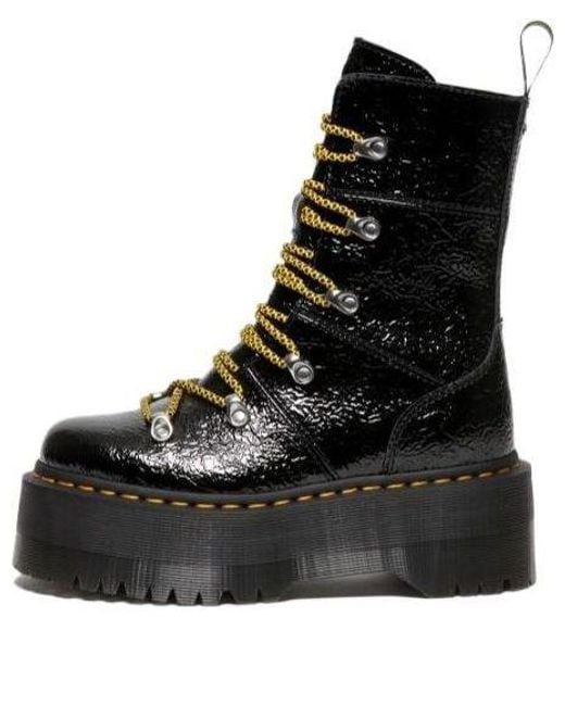 Dr. Martens Black (Wmns) Ghilana Max Distressed Patent Leather Platform Boots