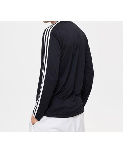 Adidas Black D2M 3S Ls Tee Round-Neck Long-Sleeve Tee for men