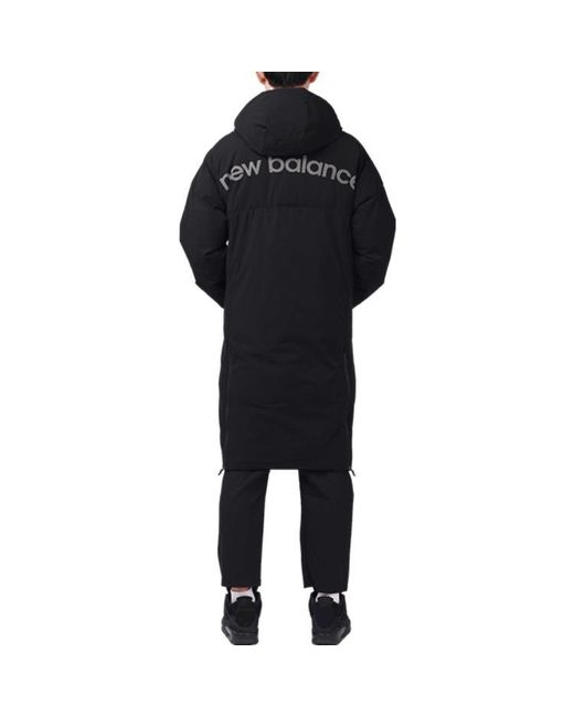 New Balance Black Street Style Long Down Jacket for men