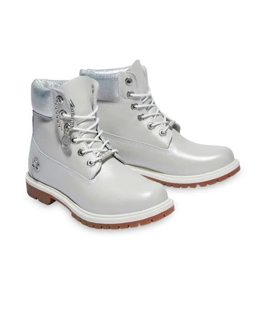 Timberland Gray (Wmns) Heritage 6 Inch Waterproof Boots 'Light Full Grain With Collar'