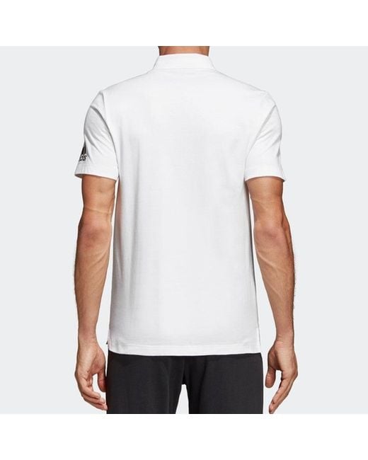 Adidas White Mh Plain Polo Sports Round Neck Short Sleeve Polo for men