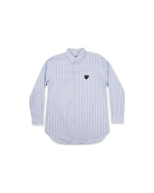 COMME DES GARÇONS PLAY Blue (Wmns) Striped Shirt Emblem