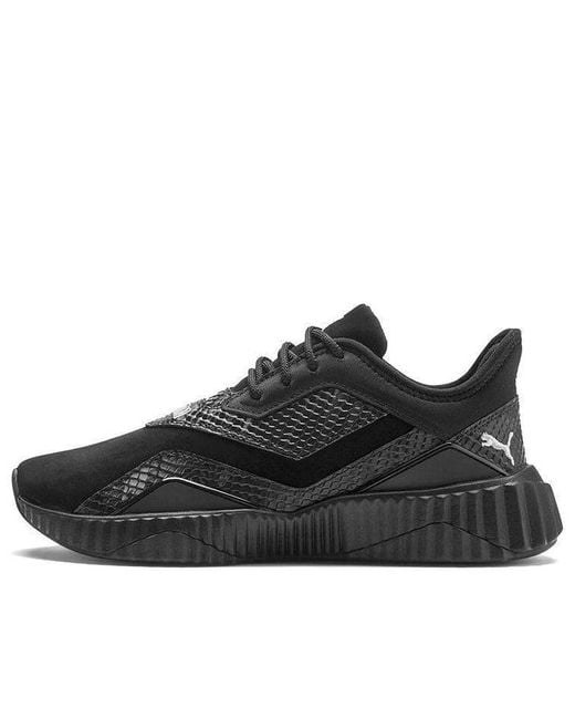 PUMA Black (Wmns) Defy Stitched Croc Low Top Running Shoes