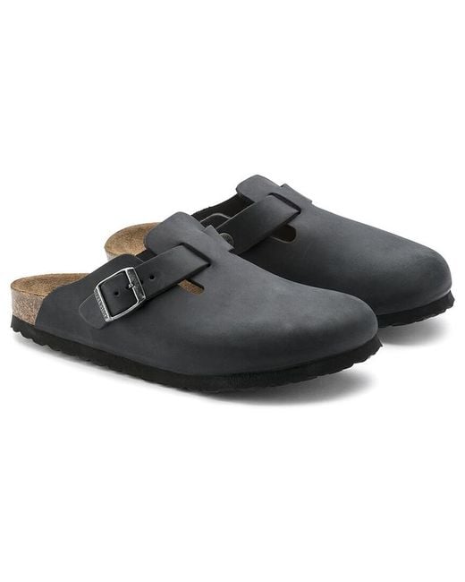 Birkenstock Black Boston Regular 'Oiled Leather' for men