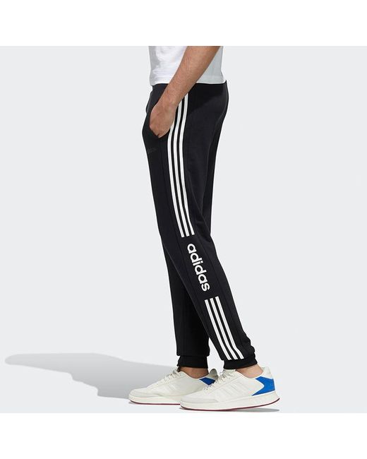 Adidas Black Neo M Esntl 3S Contrasting Colors Stripe Sports Pants for men