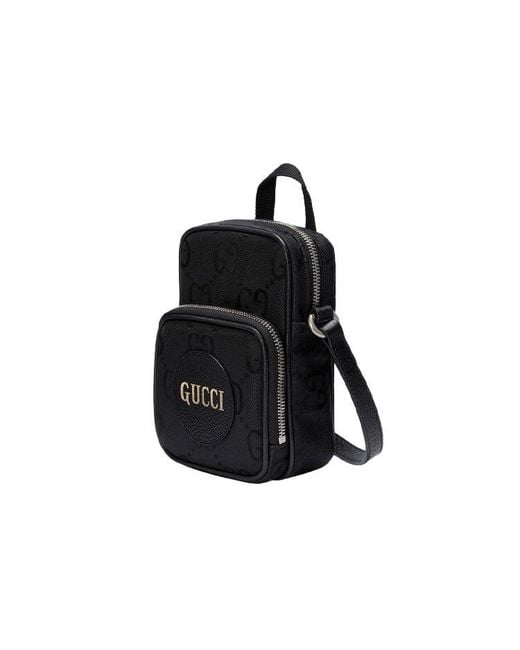 Gucci Black Off The Grid Otg Environmental Friendly Series Logo Leather Logo Nylon Handbag Mini for men