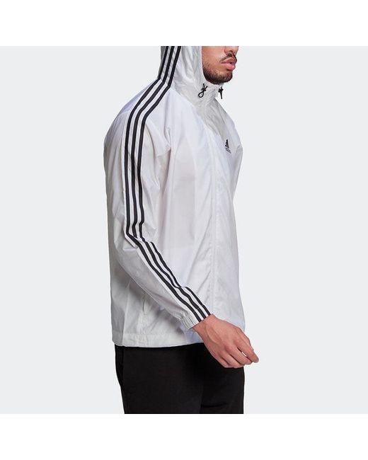 Adidas Gray Stripe Logo Micro Mark Printing Sports Training Hooded Jacket for men