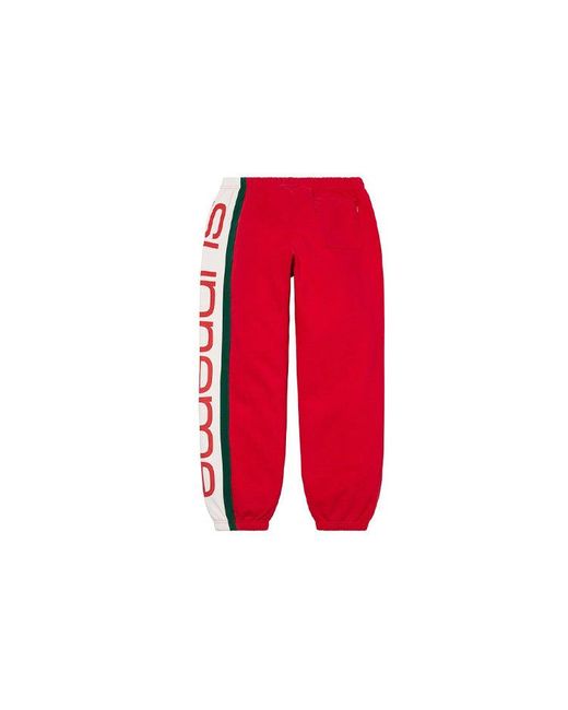 Supreme Red Big Logo Paneled Sweatpants for men