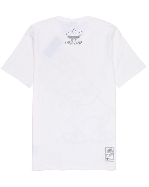 Adidas White Originals X Isney Crossover Cartoon Printing Casual Breathable Stripe Pattern Sports Short Sleeve for men