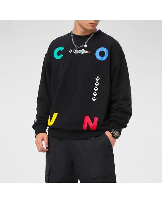 Converse Blue Sports Contrast Letter Print Crew Neck Sweatshirt for men