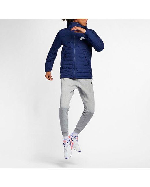 Nike Blue Outdoor Windproof Stay Warm Casual Hooded Down Jacket Dark for men