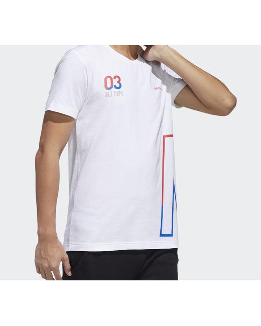 Adidas White Neo Casual T-Shirt for men