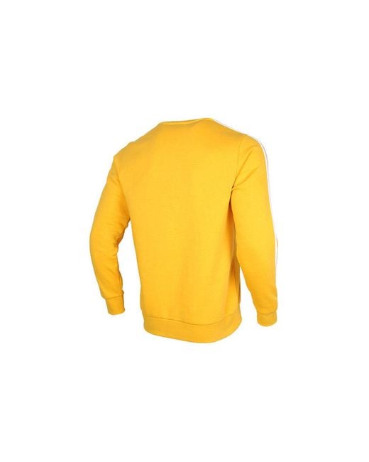 Adidas Yellow E 3S Crew Fl Logo Printing Fleece Stay Warm Casual Sports Pullover Round Neck for men