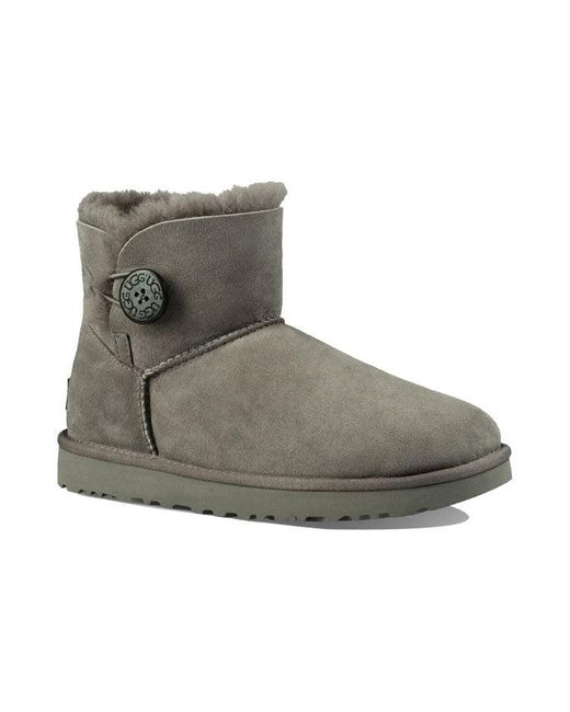 Ugg Gray (Wmns) Mini Bailey Button Ii Boot Fleece Lined