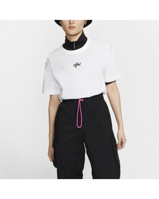 Nike White (Wmns) Back Printing Short Sleeve