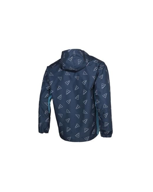 Adidas Blue Logo Print Hooded Jacket for men
