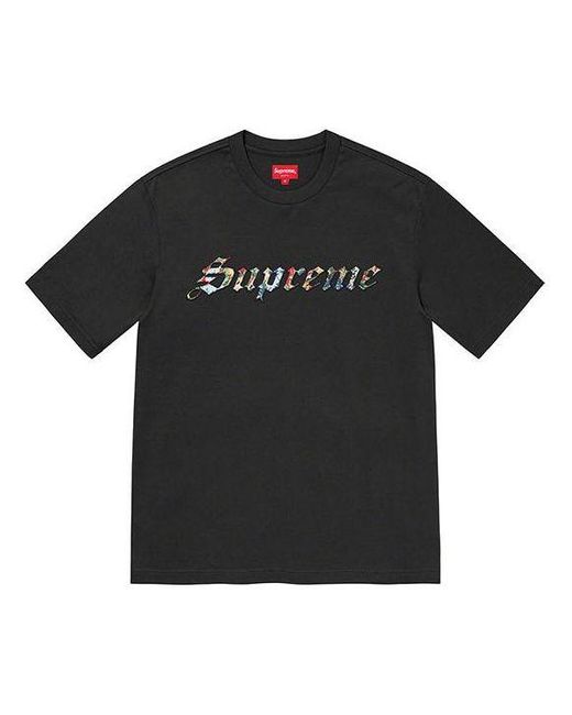 Supreme Black Week 6 Floral Applique Shirt Flowers Logo Short Sleeve for men