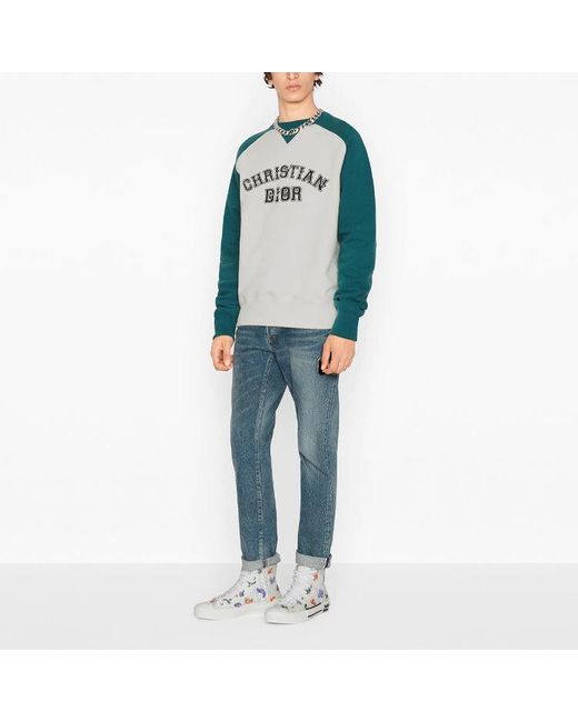Dior Blue X Kenny Scharf Jointly Signed Fw21 Letter Embroidery Round Collar Sports for men