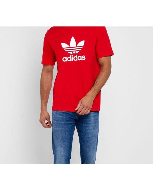Adidas Red Originals Classic Large Logo Printing Short Sleeve for men