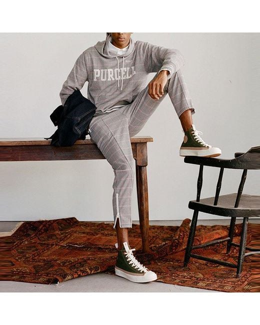 Converse Gray X Todd Snyder Crossover Series Plaid Po Sports Pullover Couple Style for men