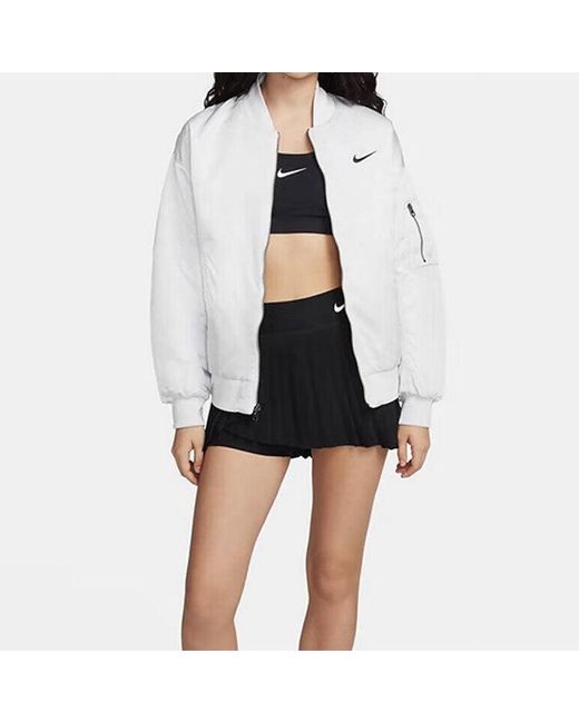 Nike White Reversible Varsity Bomber Jacket