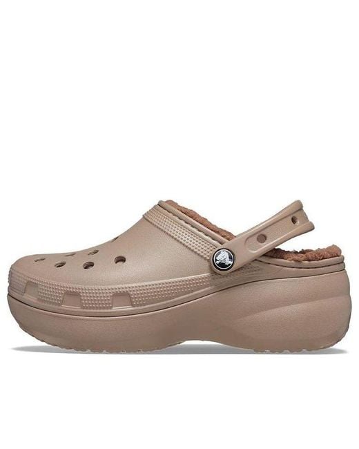 CROCSTM Brown (Wmns) Classic Platform Lined Clogs 'Mushroom'