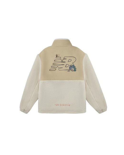 New Balance Natural X Jhi Crossover Stay Warm Splicing Lamb's Wool Reversible Stand Collar Jacket Couple Style