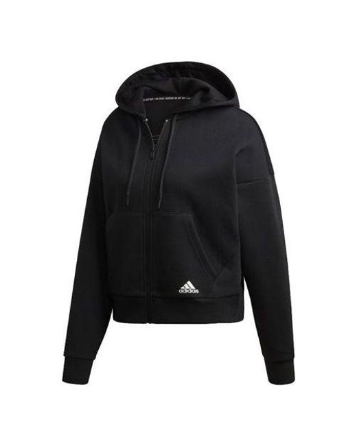 Adidas Black Mh 3s Dk Hd Sports Hooded Jacket Coat
