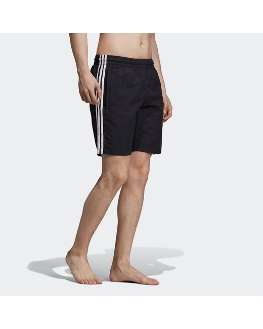 Adidas Blue Originals 3-Stripes Swim Sports Causual Ventilate Stripe Short Pant for men