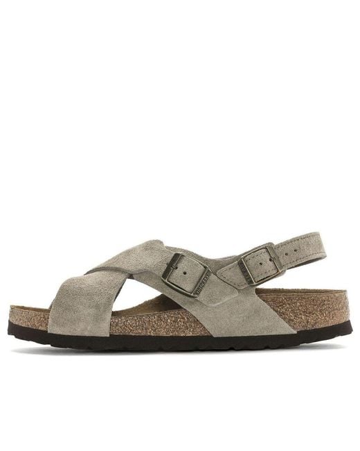 Birkenstock Brown Tulum Suede Leather Narrow Fit Sandals 'Taupe' for men