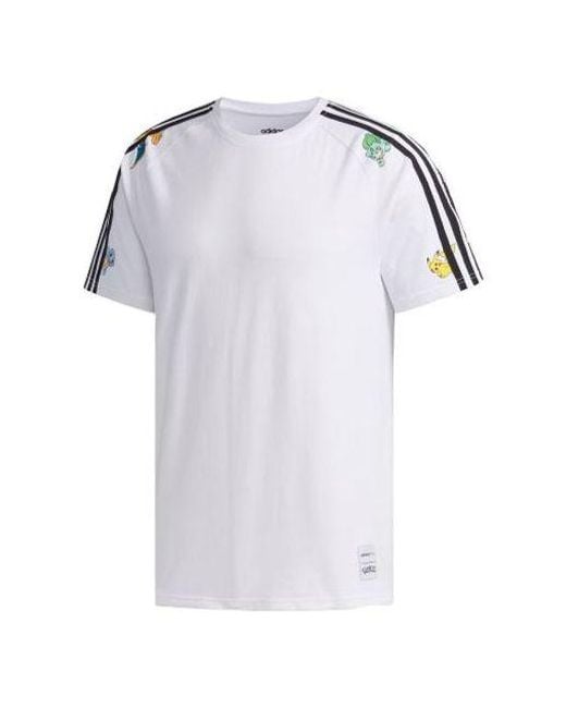 Adidas White Neo X Pokmon Crossover Series Pikachu Printing Short Sleeve for men