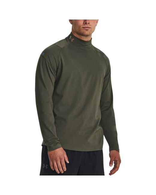 Under Armour Green Rush Coldgear Mock Long Sleeve T-Shirt for men