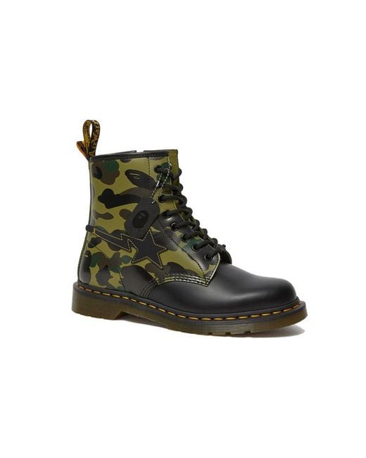 Dr. Martens Black A Bathing Ape X 1460 Zip 'Camo' for men