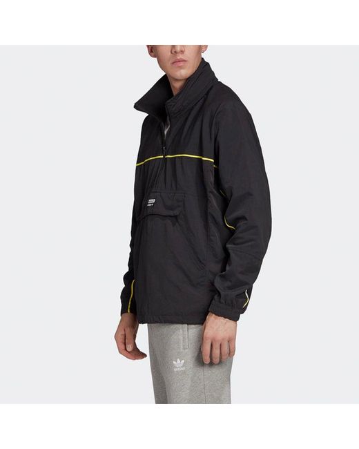 Adidas Black Originals Stand Collar Pullover Sports Jacket for men