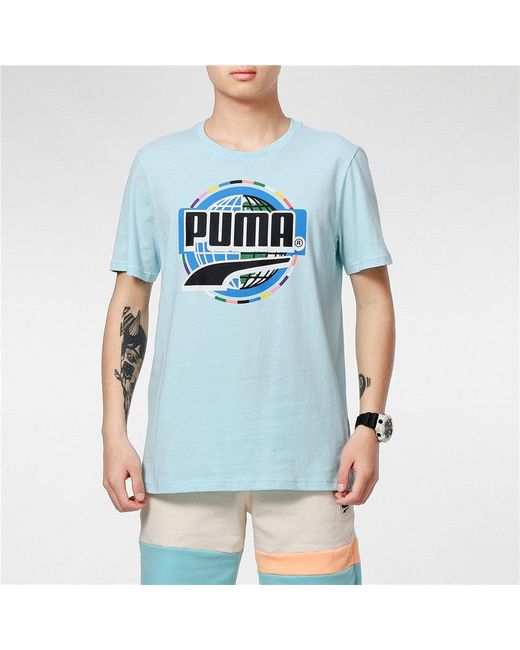 PUMA Blue Graphic T-Shirt for men