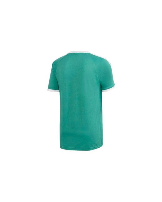 Adidas Green Originals 3-Stripes Tee Casual Round Neck Loose Logo Stripe Short Sleeve for men