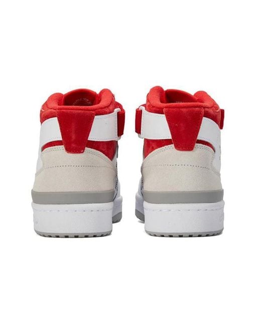 Adidas White Forum Mid Scarlet' for men