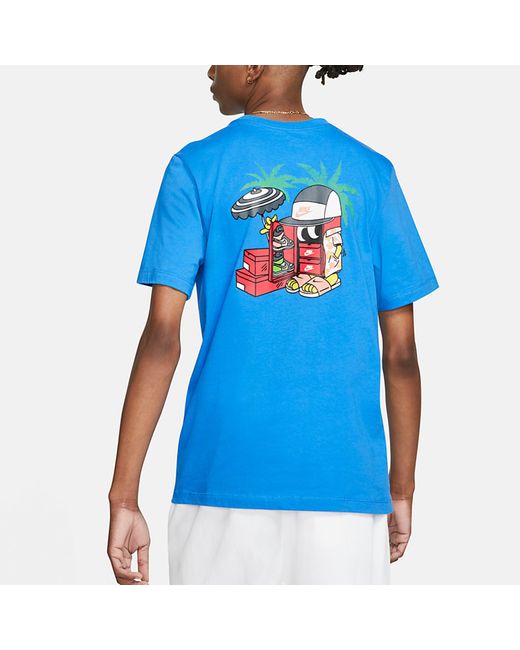 Nike Blue Sportswear Shoe Printing Sports Round Neck Short Sleeve for men