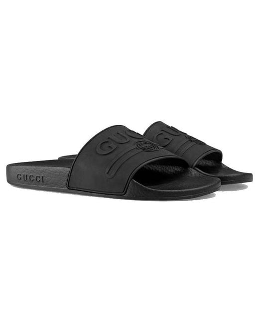 Gucci Black (Wmns) Logo Rubber Slide