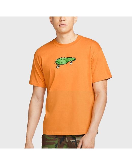 Nike Yellow Sb Cactus Printing Skateboard Round Neck Short Sleeve T-Shirt for men