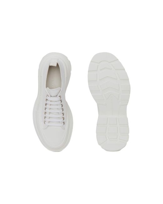 McQueen White Tread Slick Low Lace Up for men