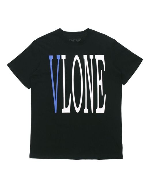 Vlone(GOAT) Black Large Logo Round Neck Short Sleeve T-Shirt for men