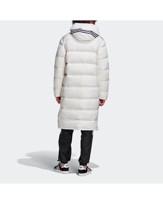 Adidas Gray Originals Long Down Jkt Stay Warm Sports Hooded Down Jacket for men
